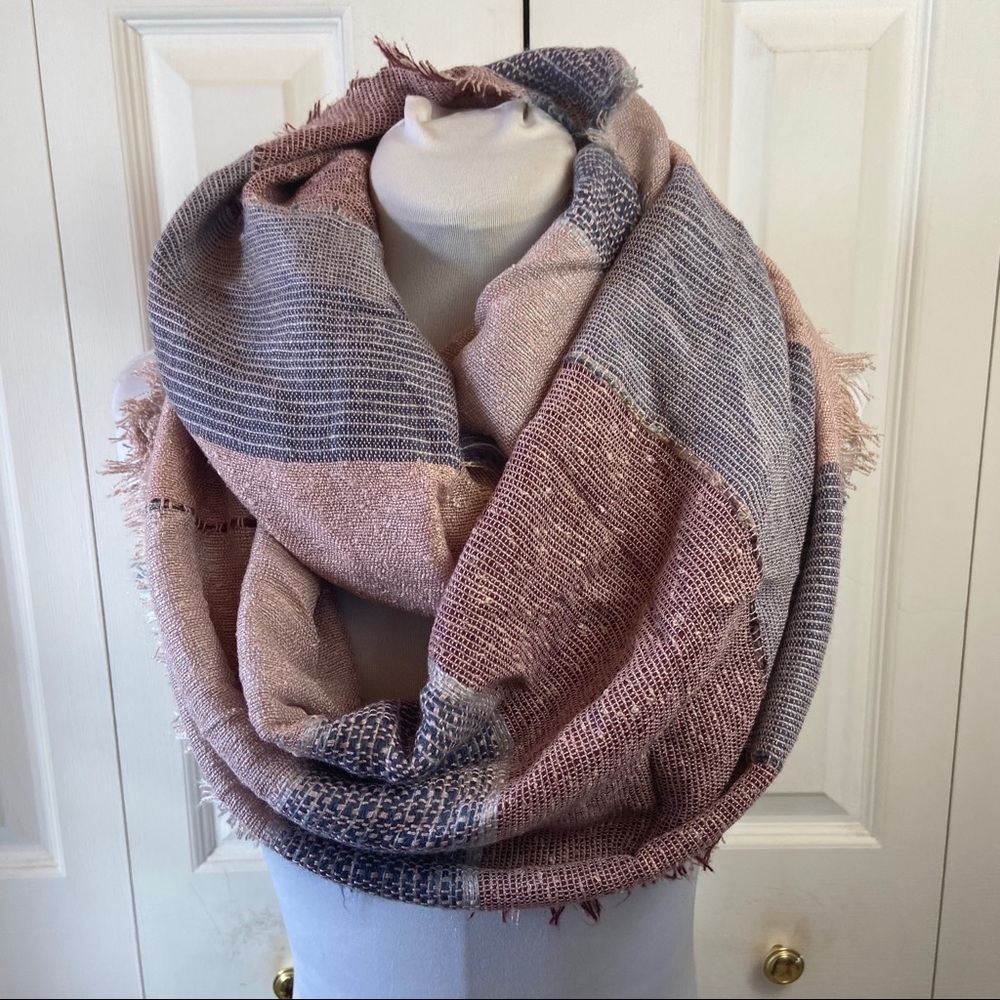 Lauren Conrad Block Infinity Scarf Blush Blue OSFA